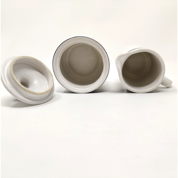 Arrow Stone Black Foot Sugar Bowl and Creamer MCM Stoneware Kasuga Japan 693 - Picture 7 of 16